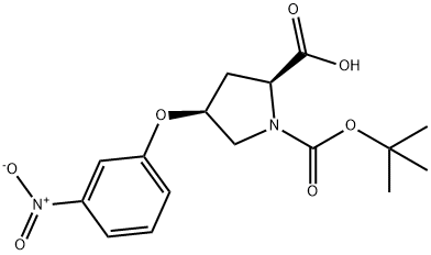 (2S,4S)-1-(TERT-BUTOXYCARBONYL)-4-(3-NITRO-PHENOXY)-2-PYRROLIDINECARBOXYLIC ACID 结构式
