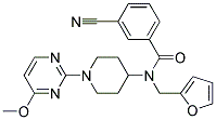 3-CYANO-N-(2-FURYLMETHYL)-N-[1-(4-METHOXYPYRIMIDIN-2-YL)PIPERIDIN-4-YL]BENZAMIDE 结构式