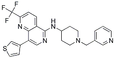 N-[1-(PYRIDIN-3-YLMETHYL)PIPERIDIN-4-YL]-8-(3-THIENYL)-2-(TRIFLUOROMETHYL)-1,6-NAPHTHYRIDIN-5-AMINE 结构式