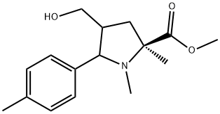 METHYL 4-(HYDROXYMETHYL)-1,2-DIMETHYL-5-(4-METHYLPHENYL)-2-PYRROLIDINECARBOXYLATE 结构式