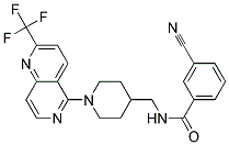 3-CYANO-N-((1-[2-(TRIFLUOROMETHYL)-1,6-NAPHTHYRIDIN-5-YL]PIPERIDIN-4-YL)METHYL)BENZAMIDE 结构式