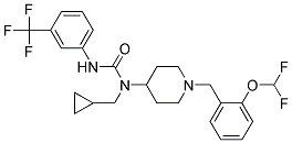 N-(CYCLOPROPYLMETHYL)-N-(1-[2-(DIFLUOROMETHOXY)BENZYL]PIPERIDIN-4-YL)-N'-[3-(TRIFLUOROMETHYL)PHENYL]UREA 结构式