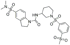 5-[(DIMETHYLAMINO)SULFONYL]-N-(1-([3-(METHYLSULFONYL)PHENYL]SULFONYL)PIPERIDIN-3-YL)INDOLINE-1-CARBOXAMIDE 结构式