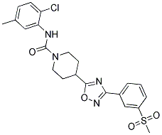 N-(2-CHLORO-5-METHYLPHENYL)-4-(3-[3-(METHYLSULFONYL)PHENYL]-1,2,4-OXADIAZOL-5-YL)PIPERIDINE-1-CARBOXAMIDE 结构式