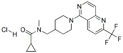 N-METHYL-N-((1-[2-(TRIFLUOROMETHYL)-1,6-NAPHTHYRIDIN-5-YL]PIPERIDIN-4-YL)METHYL)CYCLOPROPANECARBOXAMIDE HYDROCHLORIDE 结构式