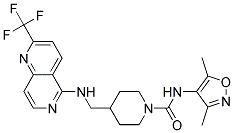 N-(3,5-DIMETHYLISOXAZOL-4-YL)-4-(([2-(TRIFLUOROMETHYL)-1,6-NAPHTHYRIDIN-5-YL]AMINO)METHYL)PIPERIDINE-1-CARBOXAMIDE 结构式