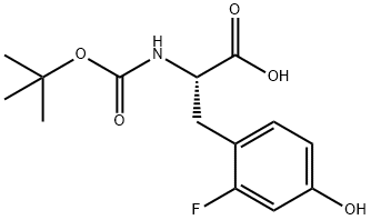 (S)-2-((叔丁氧羰基)氨基)-3-(2-氟-4-羟基苯基)丙酸 结构式