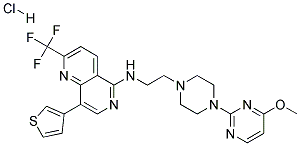 N-(2-[4-(4-METHOXYPYRIMIDIN-2-YL)PIPERAZIN-1-YL]ETHYL)-8-(3-THIENYL)-2-(TRIFLUOROMETHYL)-1,6-NAPHTHYRIDIN-5-AMINE HYDROCHLORIDE 结构式