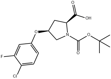 (2S,4S)-1-(TERT-BUTOXYCARBONYL)-4-(4-CHLORO-3-FLUOROPHENOXY)-2-PYRROLIDINECARBOXYLIC ACID 结构式