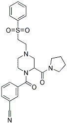 3-([4-[2-(PHENYLSULFONYL)ETHYL]-2-(PYRROLIDIN-1-YLCARBONYL)PIPERAZIN-1-YL]CARBONYL)BENZONITRILE 结构式