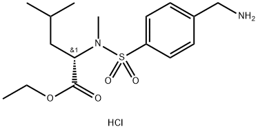 (4-([[(1S)-1-(Ethoxycarbonyl)-3-methylbutyl](methyl)amino]sulfonyl)phenyl)methanaminium chloride 结构式