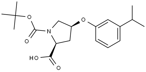 (2S,4S)-1-(TERT-BUTOXYCARBONYL)-4-(3-ISOPROPYL-PHENOXY)-2-PYRROLIDINECARBOXYLIC ACID 结构式