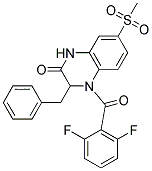 3-BENZYL-4-(2,6-DIFLUOROBENZOYL)-7-(METHYLSULFONYL)-3,4-DIHYDROQUINOXALIN-2(1H)-ONE 结构式