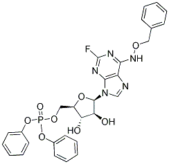 6-BENZYLOXYAMINO-9-(5-O-DIPHENYLPHOSPHONO-BETA-D-ARABINOFURANOSYL)-2-FLUORO-9H-PURINE 结构式