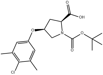 (2S,4S)-1-(TERT-BUTOXYCARBONYL)-4-(4-CHLORO-3,5-DIMETHYLPHENOXY)-2-PYRROLIDINECARBOXYLIC ACID 结构式