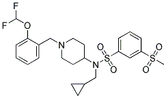 N-(CYCLOPROPYLMETHYL)-N-(1-[2-(DIFLUOROMETHOXY)BENZYL]PIPERIDIN-4-YL)-3-(METHYLSULFONYL)BENZENESULFONAMIDE 结构式