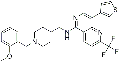 N-([1-(2-METHOXYBENZYL)PIPERIDIN-4-YL]METHYL)-8-(3-THIENYL)-2-(TRIFLUOROMETHYL)-1,6-NAPHTHYRIDIN-5-AMINE 结构式