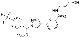 N-(3-HYDROXYPROPYL)-6-(1-[2-(TRIFLUOROMETHYL)-1,6-NAPHTHYRIDIN-5-YL]-1H-PYRAZOL-4-YL)PYRIDINE-2-CARBOXAMIDE 结构式