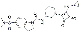 N-(1-[2-(CYCLOPROPYLAMINO)-3,4-DIOXOCYCLOBUT-1-EN-1-YL]PIPERIDIN-3-YL)-5-[(DIMETHYLAMINO)SULFONYL]INDOLINE-1-CARBOXAMIDE 结构式