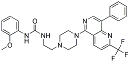 N-(2-METHOXYPHENYL)-N'-(2-(4-[8-PHENYL-2-(TRIFLUOROMETHYL)-1,6-NAPHTHYRIDIN-5-YL]PIPERAZIN-1-YL)ETHYL)UREA 结构式