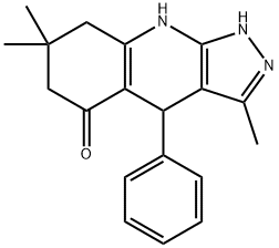 3,7,7-三甲基-4-苯基-1,4,6,7,8,9-六氢-5H-吡唑并[3,4-B]喹啉-5-酮 结构式