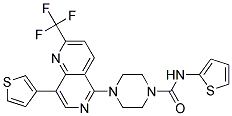 N-2-THIENYL-4-[8-(3-THIENYL)-2-(TRIFLUOROMETHYL)-1,6-NAPHTHYRIDIN-5-YL]PIPERAZINE-1-CARBOXAMIDE 结构式