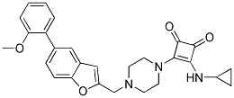 3-(CYCLOPROPYLAMINO)-4-(4-([5-(2-METHOXYPHENYL)-1-BENZOFURAN-2-YL]METHYL)PIPERAZIN-1-YL)CYCLOBUT-3-ENE-1,2-DIONE 结构式