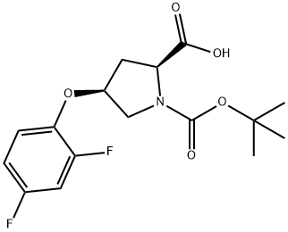 (2S,4S)-1-(TERT-BUTOXYCARBONYL)-4-(2,4-DIFLUORO-PHENOXY)-2-PYRROLIDINECARBOXYLIC ACID 结构式