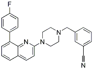 3-((4-[8-(4-FLUOROPHENYL)QUINOLIN-2-YL]PIPERAZIN-1-YL)METHYL)BENZONITRILE 结构式