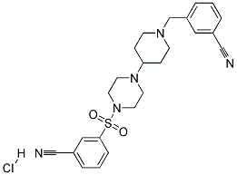 3-((4-[1-(3-CYANOBENZYL)PIPERIDIN-4-YL]PIPERAZIN-1-YL)SULFONYL)BENZONITRILE HYDROCHLORIDE 结构式