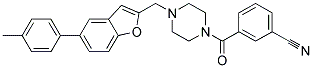 3-[(4-([5-(4-METHYLPHENYL)-1-BENZOFURAN-2-YL]METHYL)PIPERAZIN-1-YL)CARBONYL]BENZONITRILE 结构式