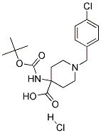 4-TERT-BUTOXYCARBONYLAMINO-1-(4-CHLORO-BENZYL)-PIPERIDINE-4-CARBOXYLIC ACID HYDROCHLORIDE 结构式