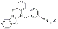 3-([(2-FLUOROPHENYL)([1,3]THIAZOLO[4,5-C]PYRIDIN-2-YL)AMINO]METHYL)BENZONITRILE HYDROCHLORIDE 结构式