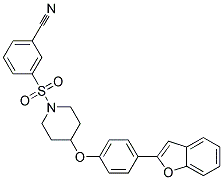 3-((4-[4-(1-BENZOFURAN-2-YL)PHENOXY]PIPERIDIN-1-YL)SULFONYL)BENZONITRILE 结构式