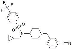 N-[1-(3-CYANOBENZYL)PIPERIDIN-4-YL]-N-(CYCLOPROPYLMETHYL)-4-(TRIFLUOROMETHYL)BENZENESULFONAMIDE 结构式