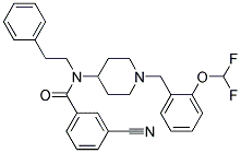 3-CYANO-N-(1-[2-(DIFLUOROMETHOXY)BENZYL]PIPERIDIN-4-YL)-N-(2-PHENYLETHYL)BENZAMIDE 结构式