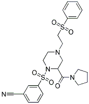 3-([4-[2-(PHENYLSULFONYL)ETHYL]-2-(PYRROLIDIN-1-YLCARBONYL)PIPERAZIN-1-YL]SULFONYL)BENZONITRILE 结构式