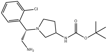 (S)-3-N-BOC-AMINO-1-[2-AMINO-1-(2-CHLORO-PHENYL)-ETHYL]-PYRROLIDINE 结构式