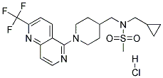 N-(CYCLOPROPYLMETHYL)-N-((1-[2-(TRIFLUOROMETHYL)-1,6-NAPHTHYRIDIN-5-YL]PIPERIDIN-4-YL)METHYL)METHANESULFONAMIDE HYDROCHLORIDE 结构式