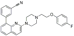 3-(2-(4-[2-(4-FLUOROPHENOXY)ETHYL]PIPERAZIN-1-YL)QUINOLIN-8-YL)BENZONITRILE 结构式