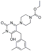 4-[5-(3,5-DIMETHYL-BENZYL)-6-HYDROXY-1-METHYL-2-OXO-1,2-DIHYDRO-PYRIMIDIN-4-YL]-PIPERAZINE-1-CARBOXYLIC ACID ETHYL ESTER 结构式