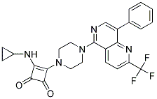 3-(CYCLOPROPYLAMINO)-4-(4-[8-PHENYL-2-(TRIFLUOROMETHYL)-1,6-NAPHTHYRIDIN-5-YL]PIPERAZIN-1-YL)CYCLOBUT-3-ENE-1,2-DIONE 结构式