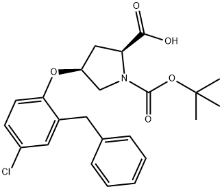 (2S,4S)-4-(2-BENZYL-4-CHLOROPHENOXY)-1-(TERT-BUTOXYCARBONYL)-2-PYRROLIDINECARBOXYLIC ACID 结构式