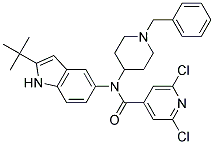 N-(1-BENZYLPIPERIDIN-4-YL)-N-(2-TERT-BUTYL-(1H)-INDOL-5-YL)-2,6-DICHLOROPYRIDINE-4-CARBOXAMIDE 结构式