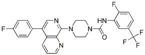 4-[5-(4-FLUOROPHENYL)-1,7-NAPHTHYRIDIN-8-YL]-N-[2-FLUORO-5-(TRIFLUOROMETHYL)PHENYL]PIPERAZINE-1-CARBOXAMIDE 结构式