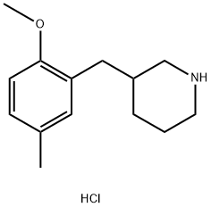 3-(2-METHOXY-5-METHYL-BENZYL)-PIPERIDINE HYDROCHLORIDE 结构式