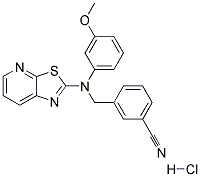 3-([(3-Methoxyphenyl)([1,3]thiazolo[5,4-b]pyridin-2-yl)amino]methyl)benzonitrile hydrochloride 结构式