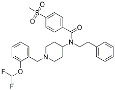 N-(1-[2-(DIFLUOROMETHOXY)BENZYL]PIPERIDIN-4-YL)-4-(METHYLSULFONYL)-N-(2-PHENYLETHYL)BENZAMIDE 结构式