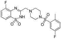 5-FLUORO-3-((4-[(5-FLUORO-2-METHYLPHENYL)SULFONYL]PIPERAZIN-1-YL)METHYL)-2H-1,2,4-BENZOTHIADIAZINE 1,1-DIOXIDE 结构式