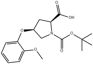 (2S,4S)-1-(叔丁氧基羰基)-4-(2-甲氧基苯氧基)吡咯烷-2-羧酸 结构式